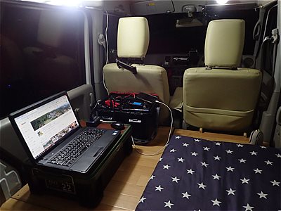 自作のLFPポータブル電源に車中泊で使用する電気製品を取り付ける