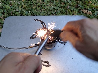 ファイヤースチールで一発着火